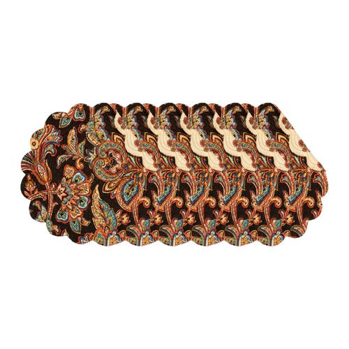 C & F Home C&f Home Dorothy Autumnal Brown Quilted Scalloped Paisley Floral Accents Placemats Set Of 6, 17" In Brown