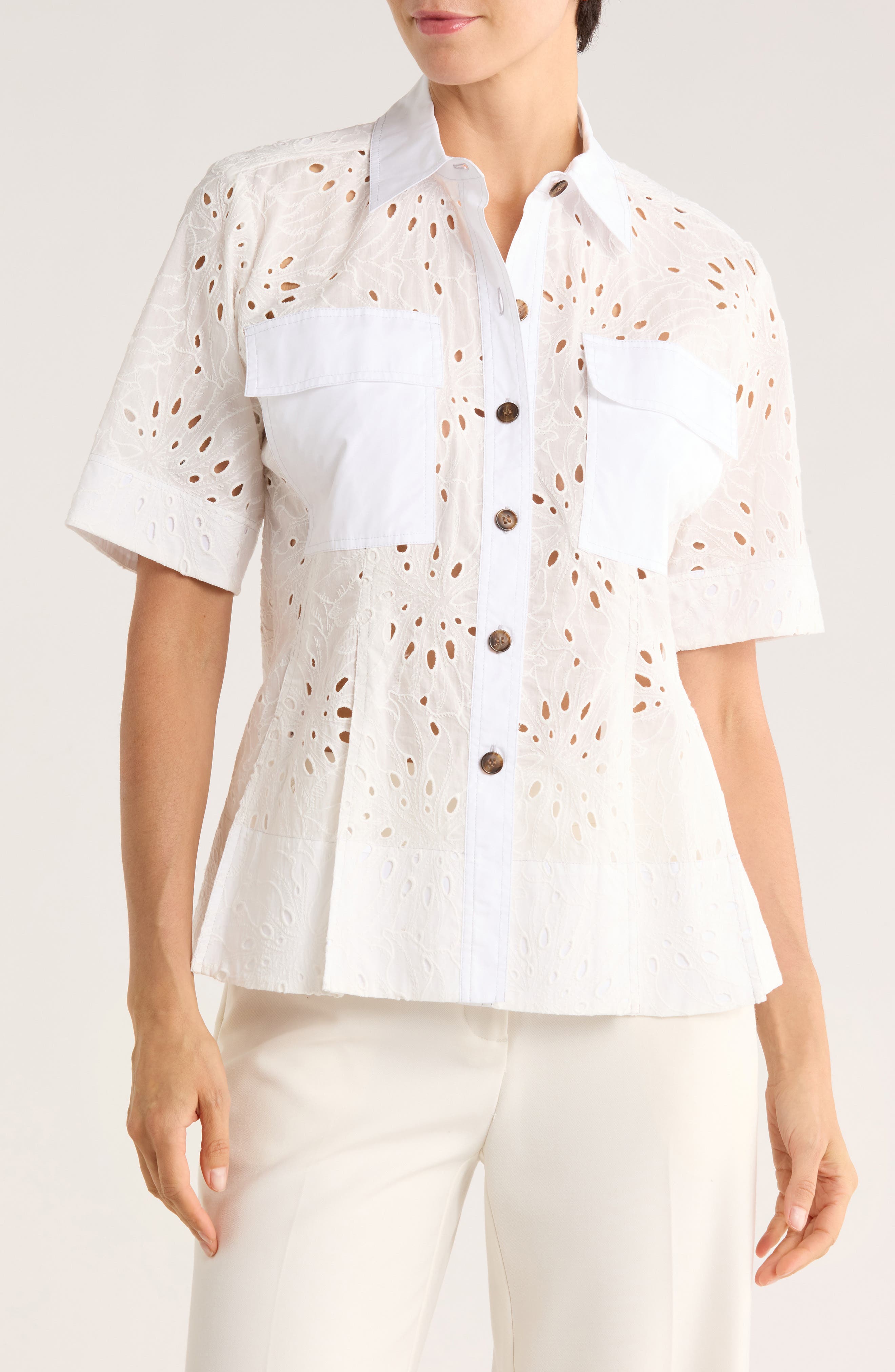 Derek Lam 10 Crosby Cilou Cotton Eyelet Utility Shirt
