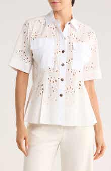 Derek Lam 10 Crosby Cilou Cotton Eyelet Utility Shirt