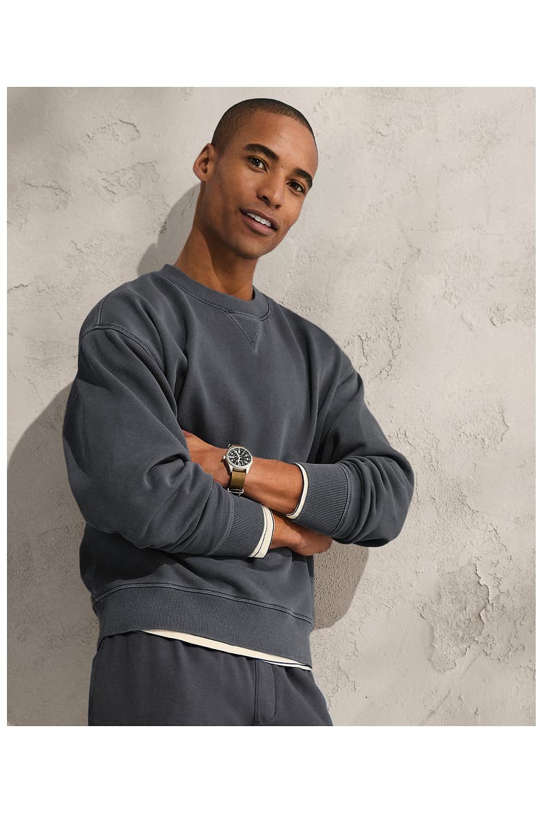 Long Sleeve French Terry Vintage Wash Crewneck Sweatshirt, Alternate, color, Inkwell Gray