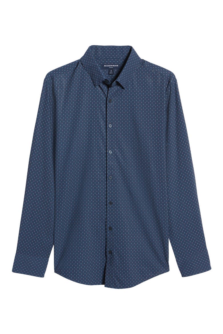 Lightweight Leeward Stretch Print Button-Up Shirt, Alternate, color, RED AND NAVY ARROW PRINT