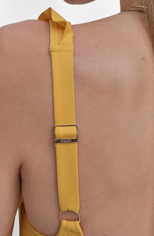 Dkny Ruffle Plunge One-piece Swimsuit In Honey