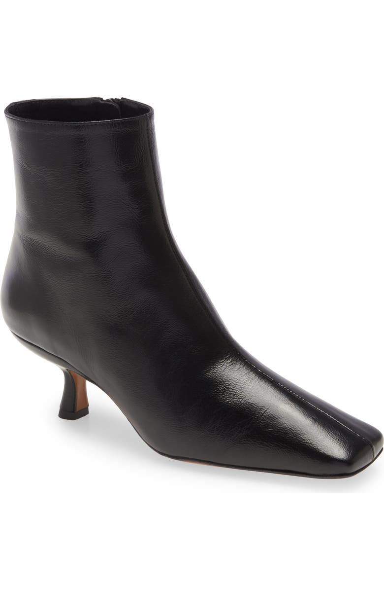 By Far Lange Square Toe Kitten Heel Leather Bootie, Main, color,