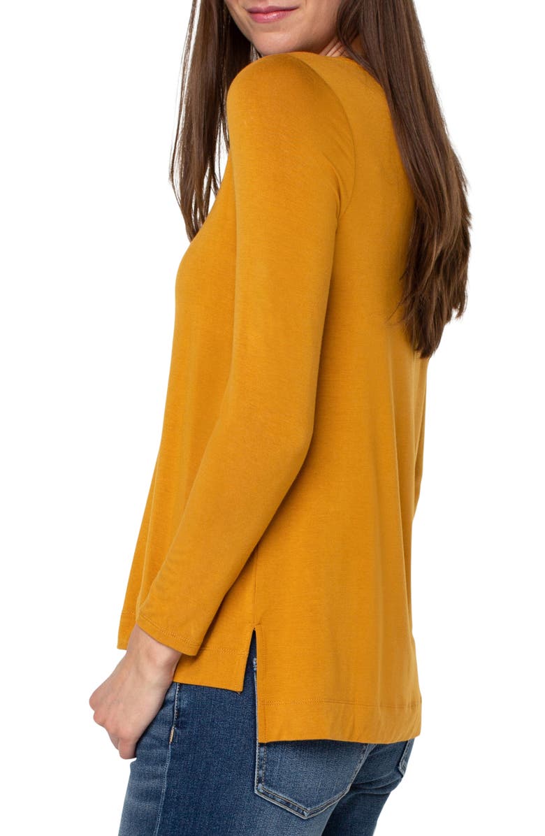 Liverpool Los Angeles High-Low Long Sleeve Top, Alternate, color, Mustard