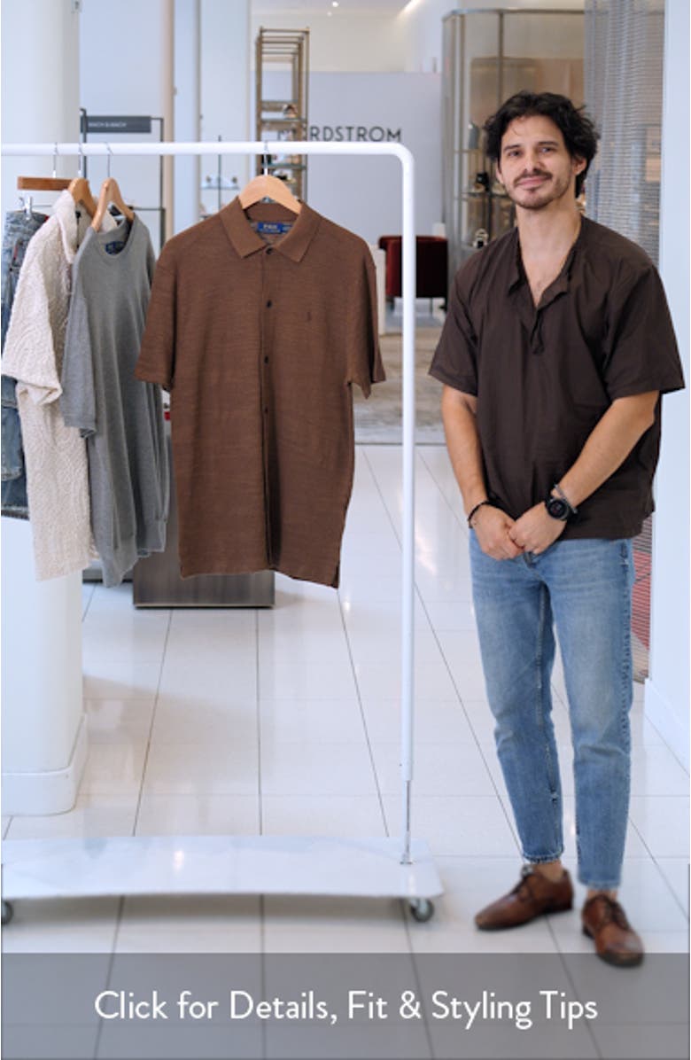 Textured Short Sleeve Cotton & Linen Button-Up Shirt, sales video thumbnail