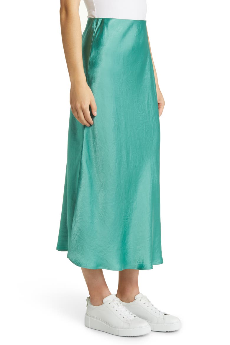 Blando Satin Midi Skirt, Alternate, color, TURQUOISE
