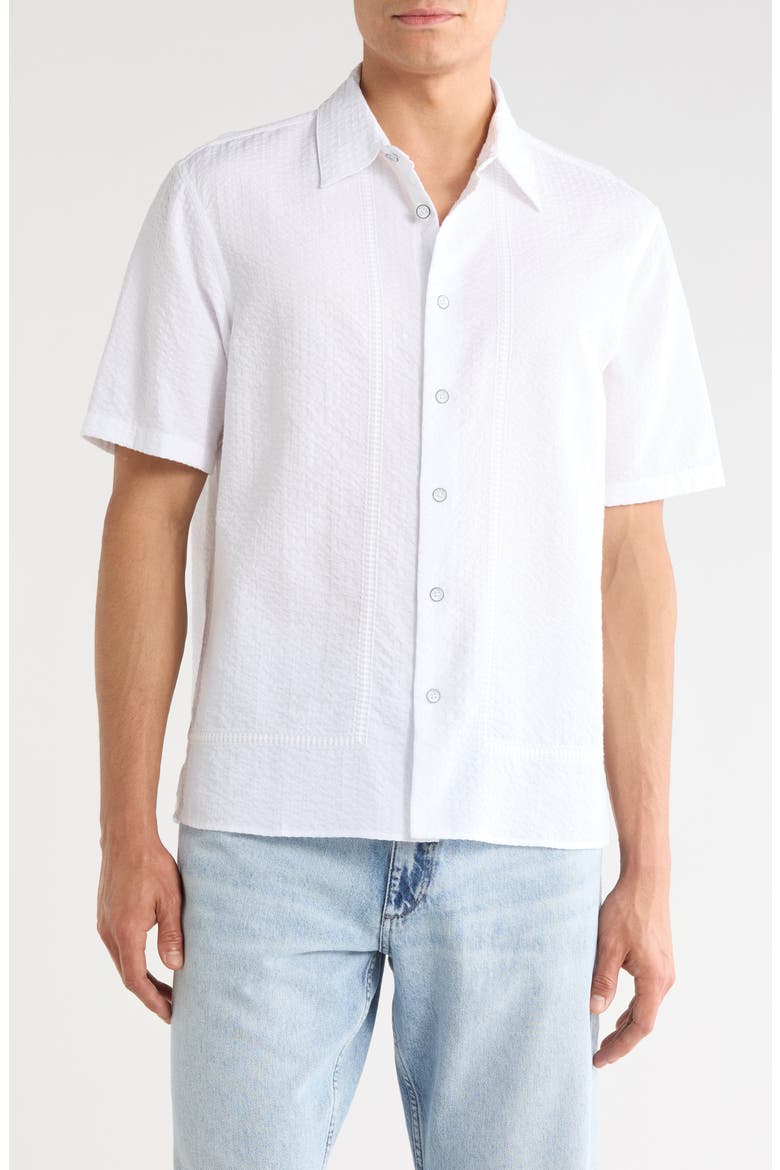 Danny Short Sleeve Cotton Button-Up Shirt, Main, color, WHITE