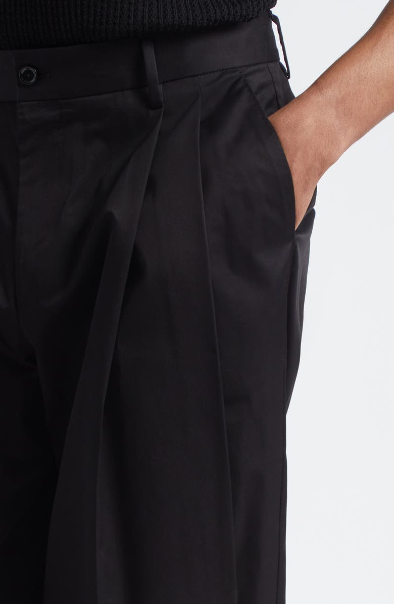 Dolce&Gabbana Double Pleat Crop Stretch Cotton Pants, Alternate, color, N0000 Black