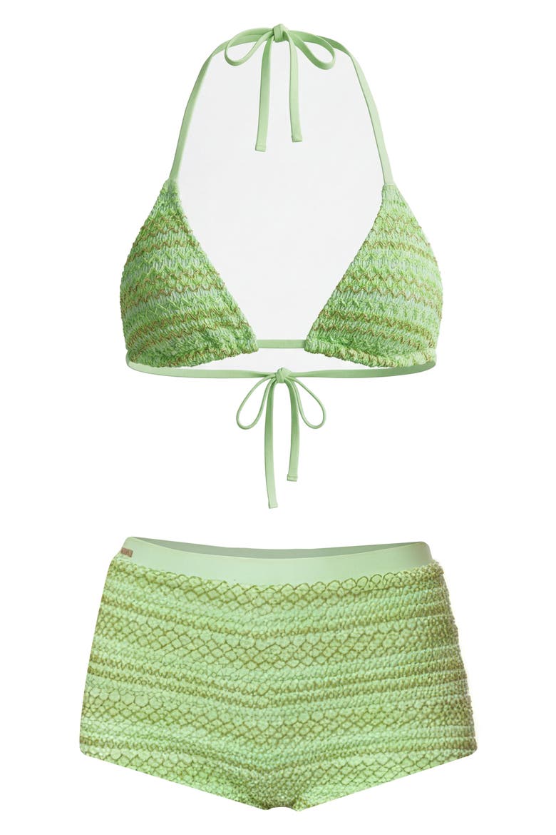 Green Symphony Balmy Smocked Triangle Bikini Top, Alternate, color, LT/ PASTEL GREEN