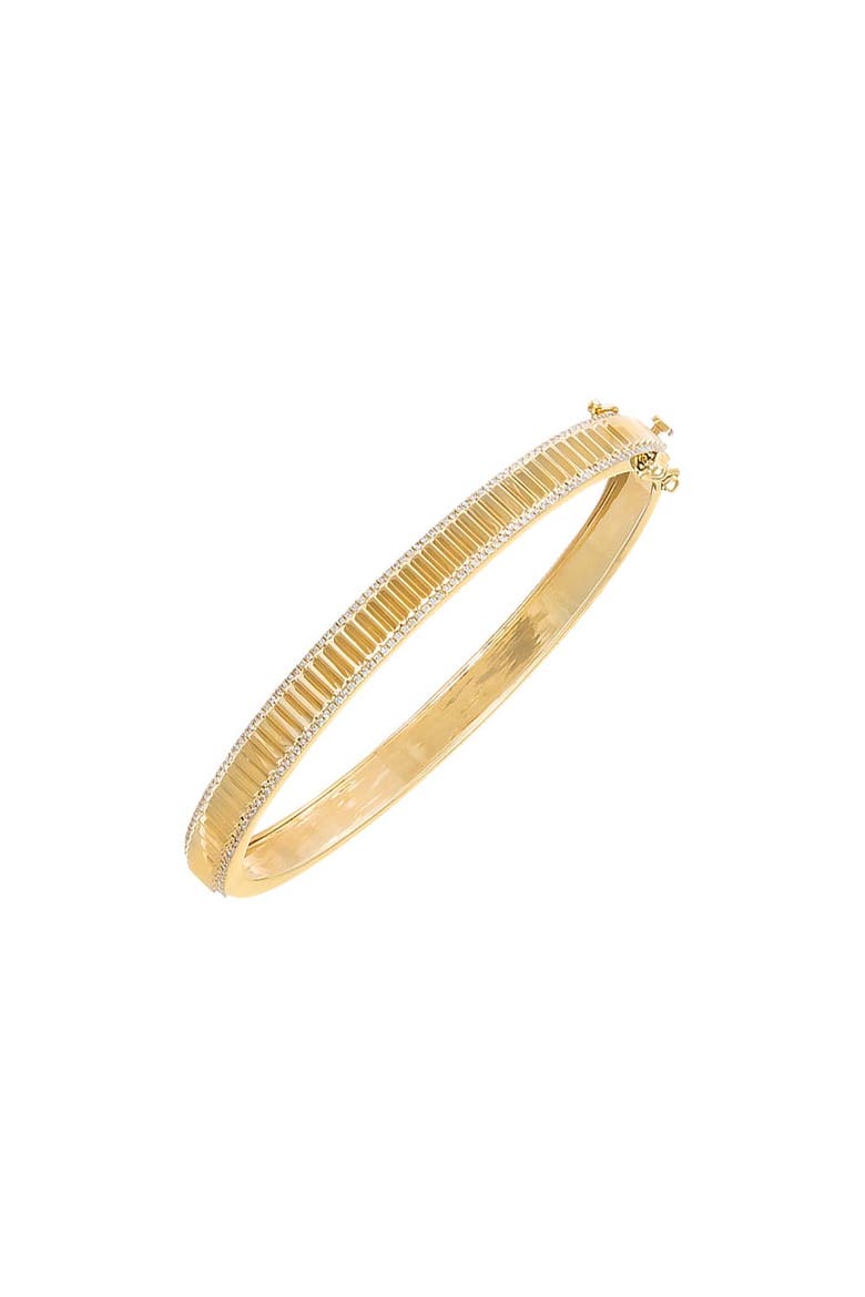 Diamond Pave Outlined Ridged Bangle 14K, Main, color, 14K Gold