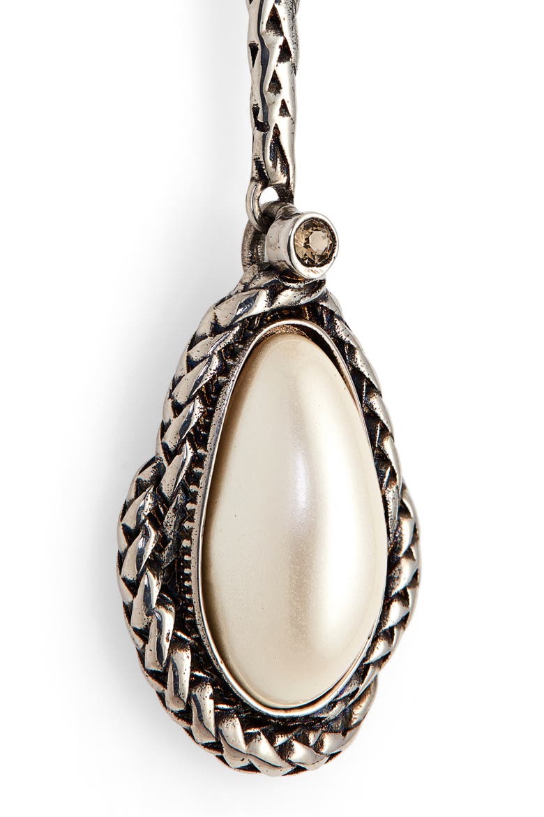 Alexander McQueen Imitation Pearl Drop Earrings, Alternate, color, CYSTAL