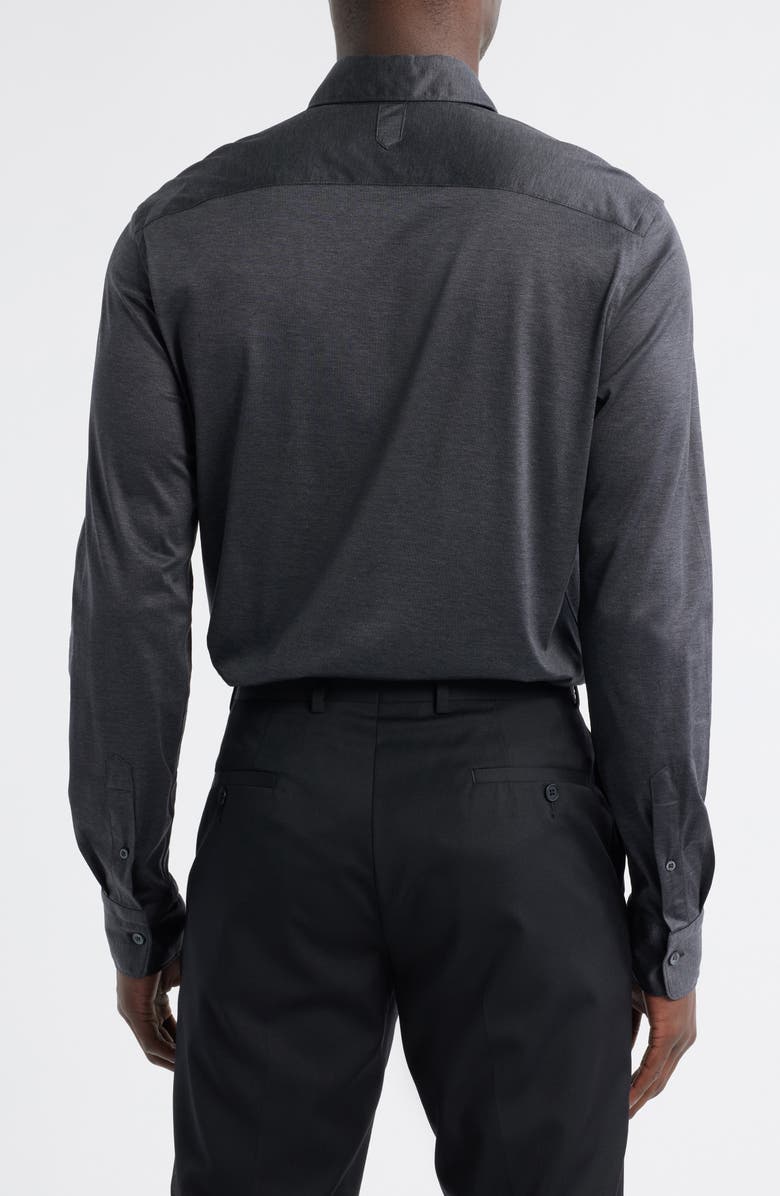 Canali Regular Fit Cotton Jersey Button-Up Shirt, Alternate, color, Charcoal