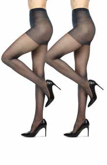 MeMoi Satin Sheer Control Top Pantyhose
