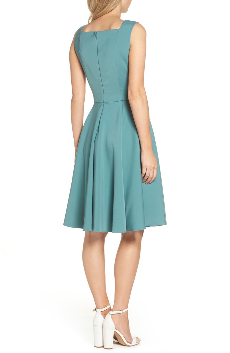 Gal Meets Glam Collection Zoe Bow Neckline Fit & Flare Dress, Alternate, color, 