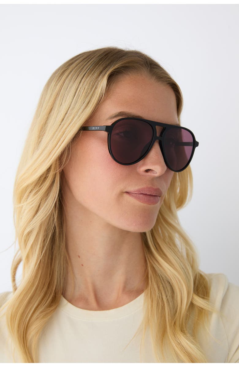 DIFF Tosca II 56mm Aviator Sunglasses, Alternate, color, Aubergine