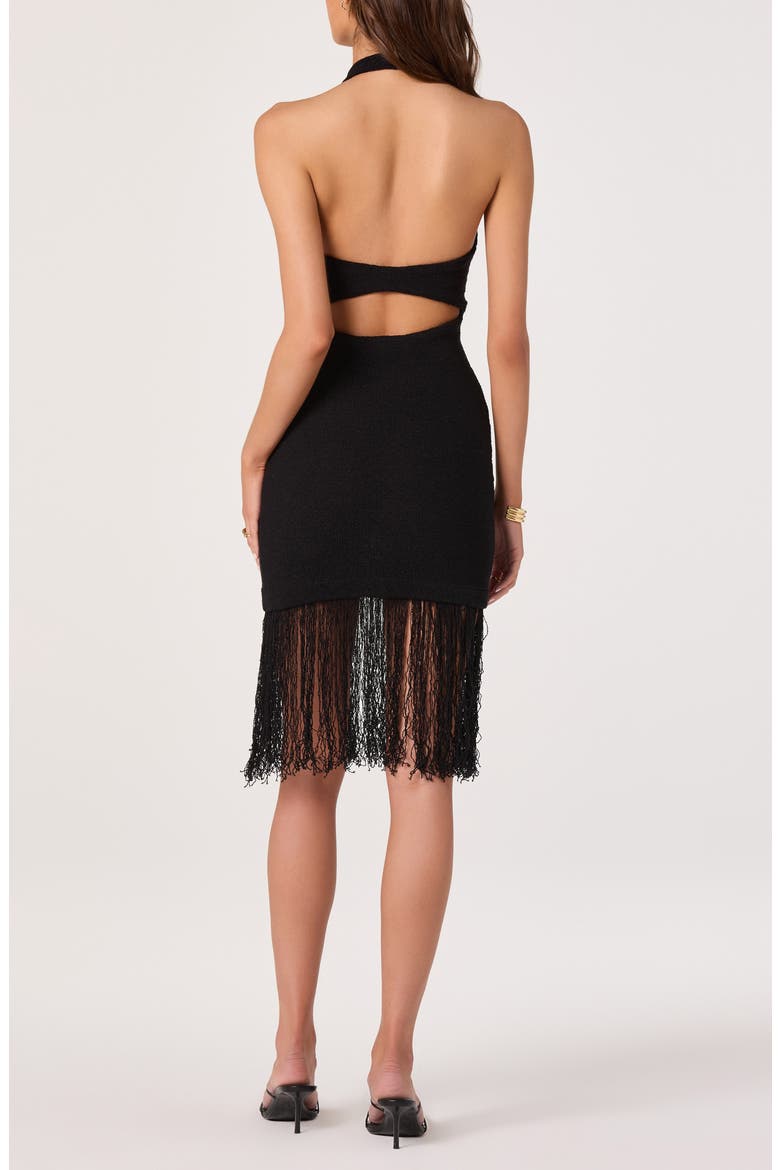 Kate Fringe Halter Neck Sweater Minidress, Alternate, color, BLACK