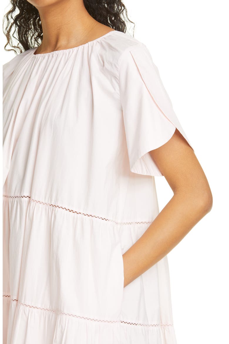 Alegre Tiered Pima Cotton Poplin Midi Dress, Alternate, color, LIGHT PINK