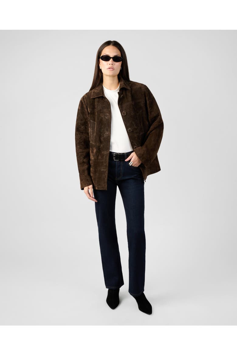 Premium Suede Button Front Jacket, Alternate, color, CHOCOLATE BROWN