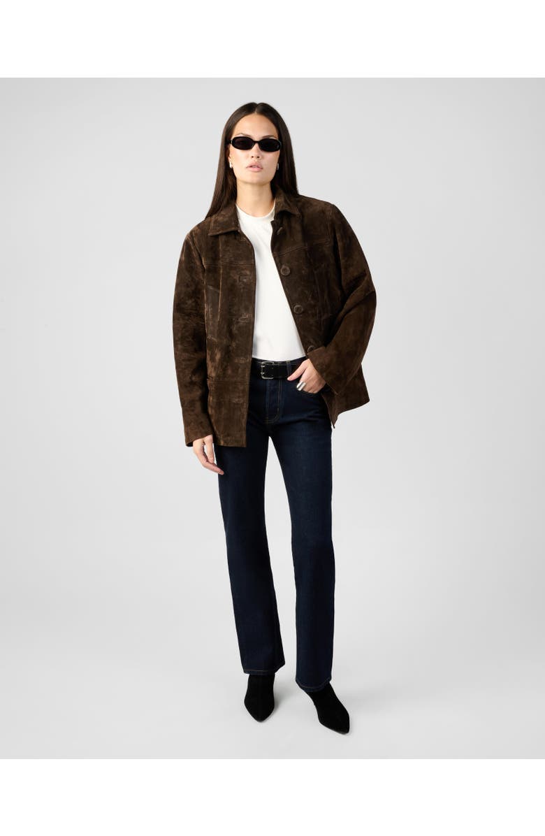 WeWoreWhat Premium Suede Button Front Jacket, Alternate, color, Chocolate Brown