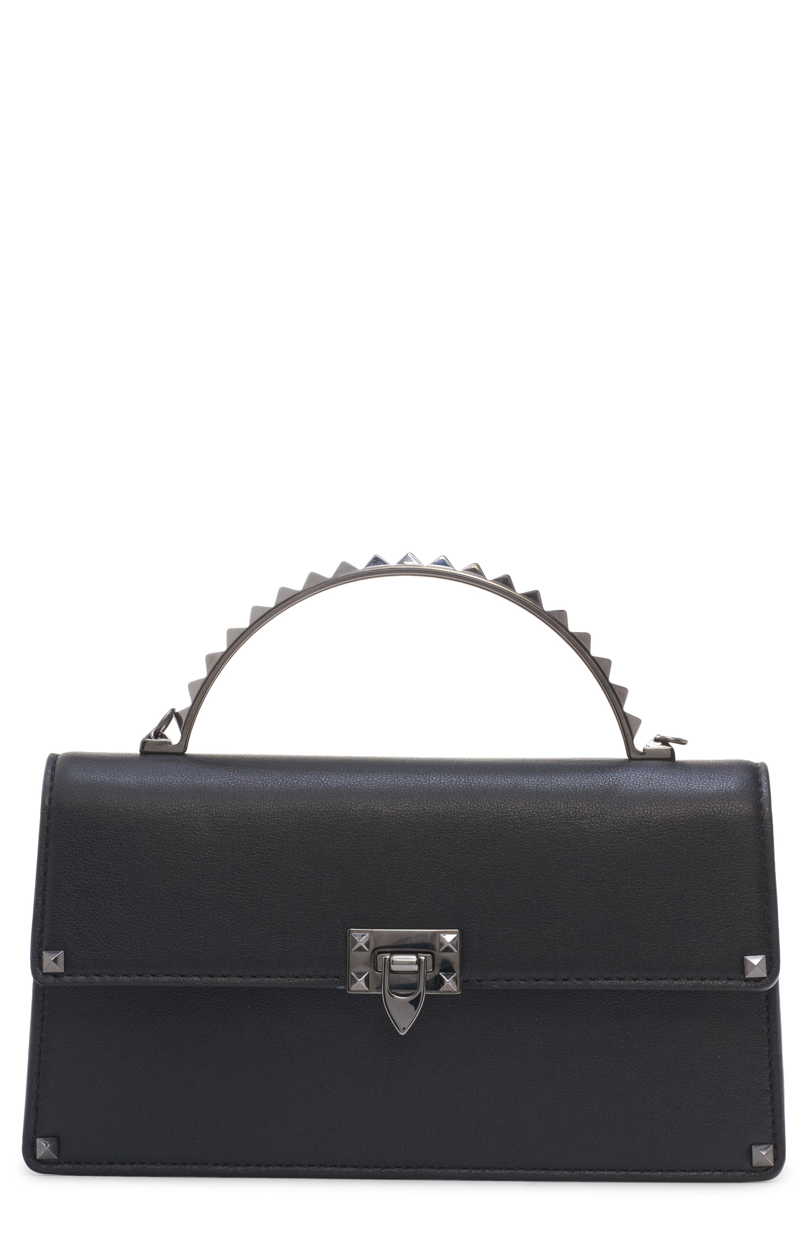 Valentino Garavani Mini Rockstud Leather Handbag, Main, color, 