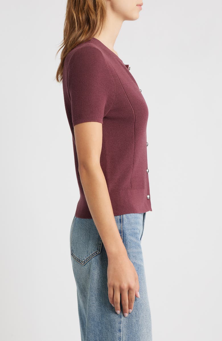 rag & bone Dina Short Sleeve Cardigan, Alternate, color, Prune
