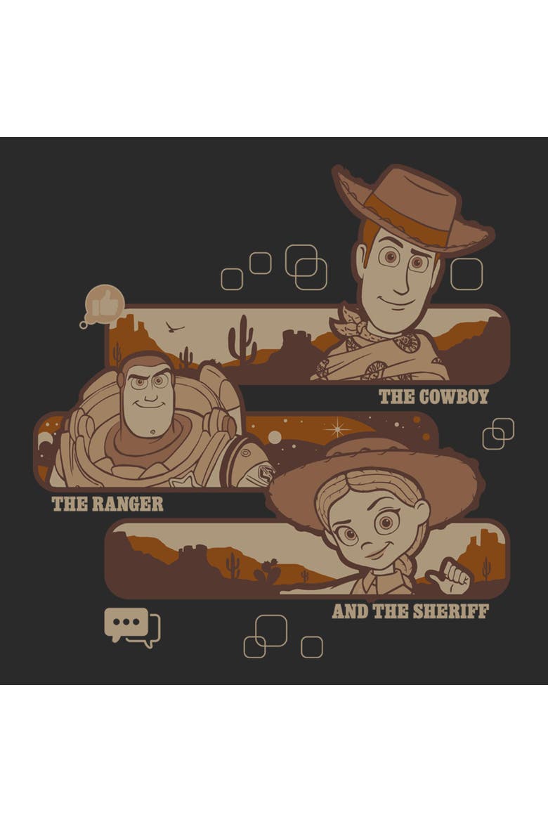 Men's Toy Story 5 Cowboy Ranger And Sheriff  Graphic T-Shirt, Alternate, color, Charcoal