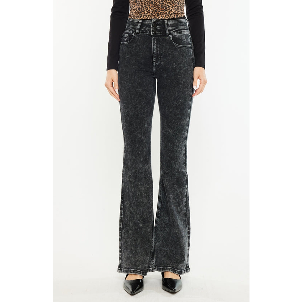 KanCan Amirah Ultra High Rise Flare Jeans in Black  product