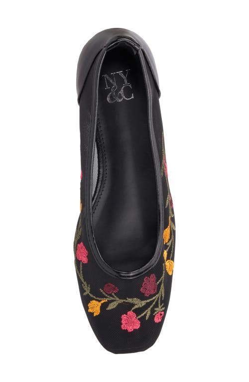 New York And Company Elisabette Mesh Flat In Black Multi Floral