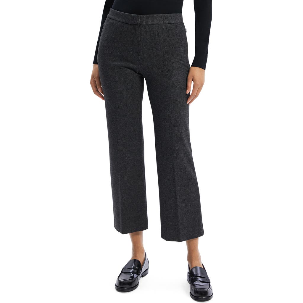 Theory Herringbone Knit Cropped Pants In Charcoal Melange - A08