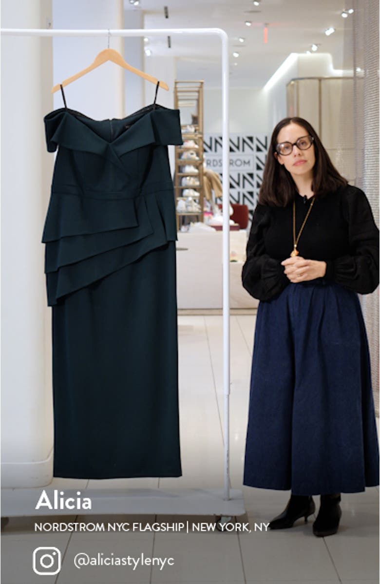 Xscape Off the Shoulder Scuba Crepe Column Gown, sales video thumbnail