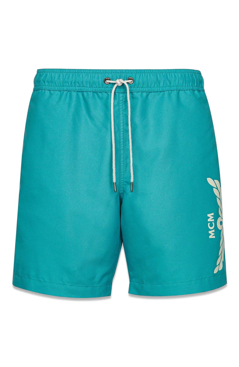 MCM Logo Print Swim Trunks, Alternate, color, Ceramic