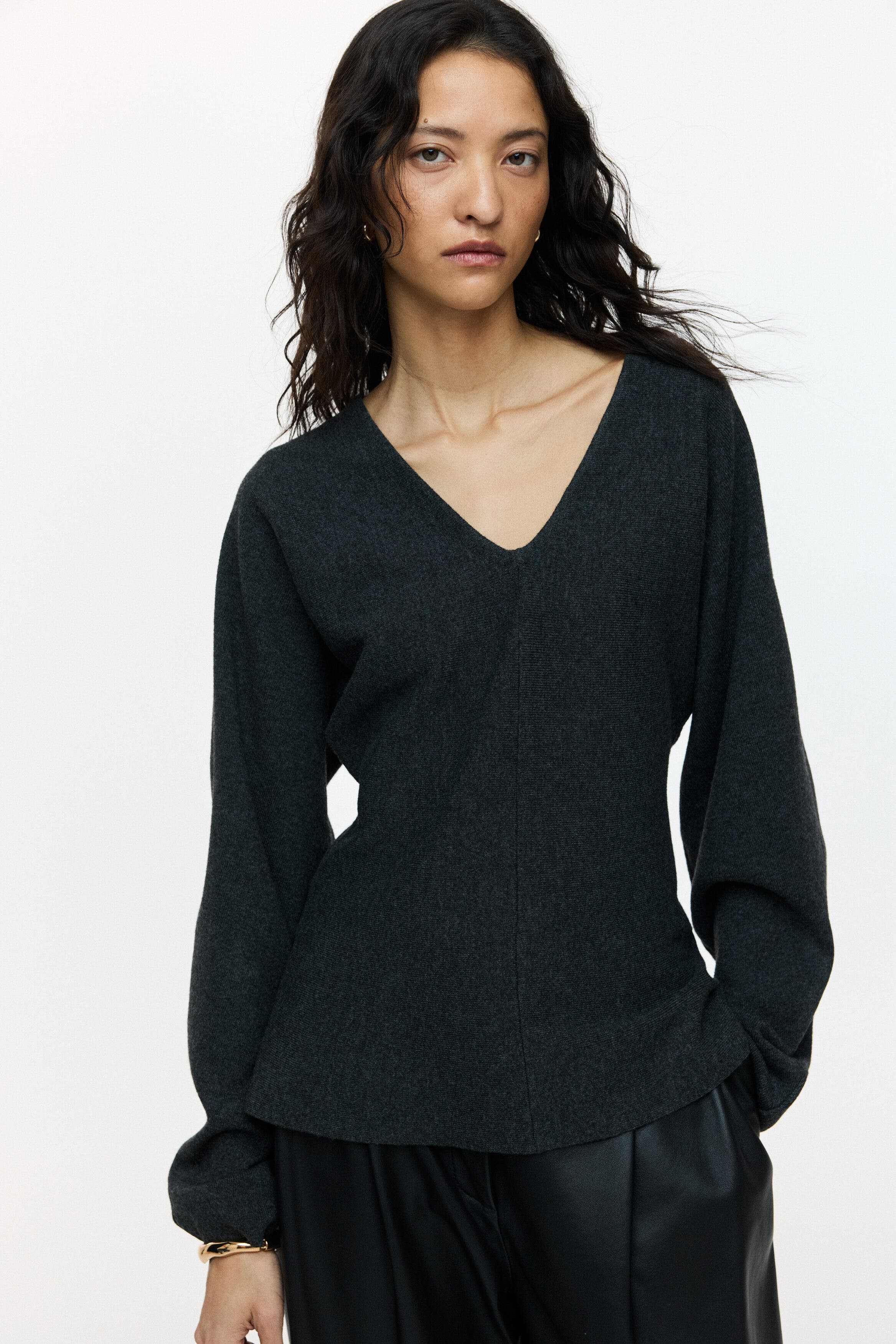 Knitted V-neck Top - image 2