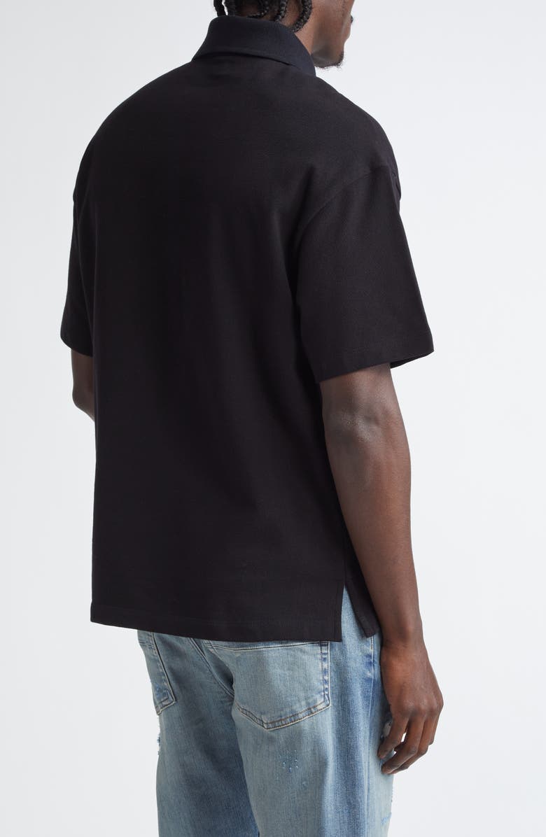 AMIRI Distressed Logo Cotton Piqué Polo, Alternate, color,
