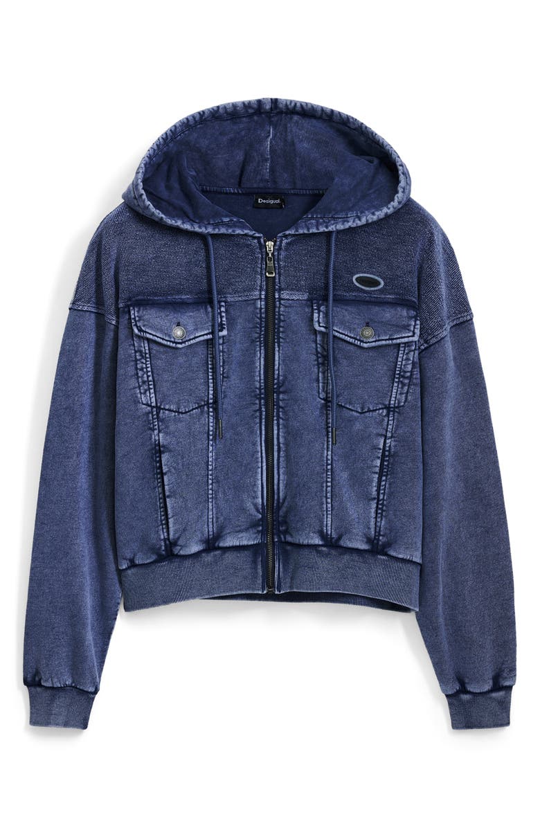 Desigual Front Zip Hoodie, Alternate, color, 
