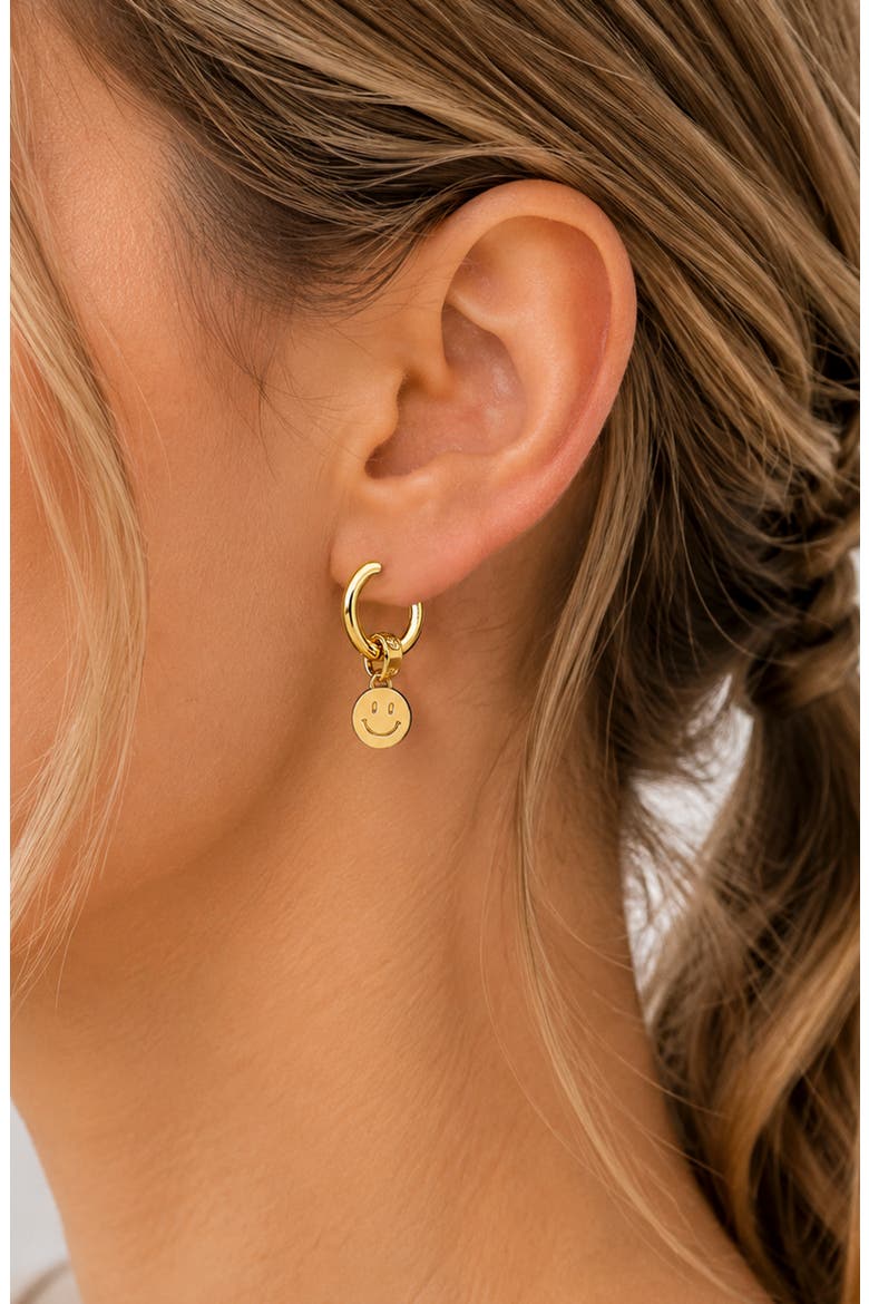 Happy Day Huggie Hoop Earrings, Main, color, GOLD
