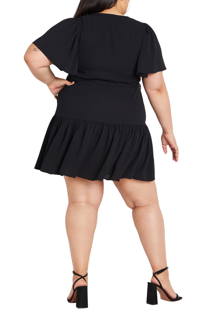 City Chic Catherine Faux Wrap Dress, Alternate, color, Black