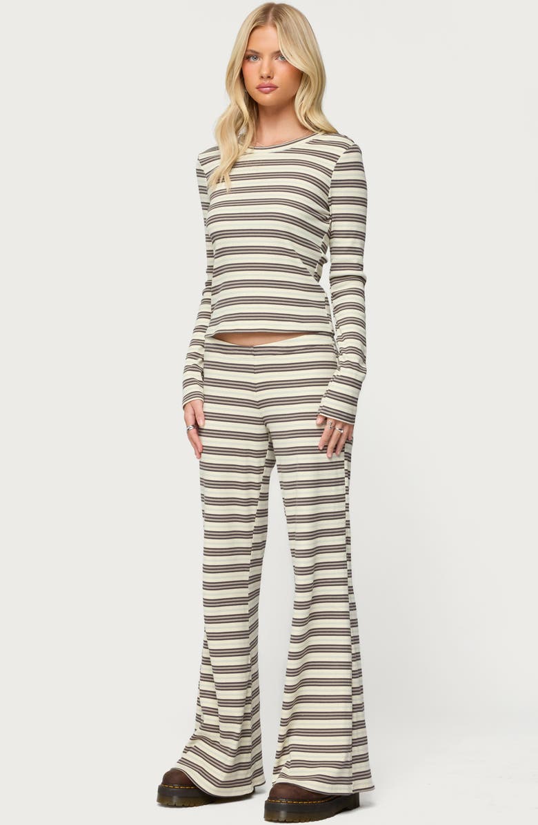 EDIKTED Avalie Stripe Rib Pants, Alternate, color, Mix
