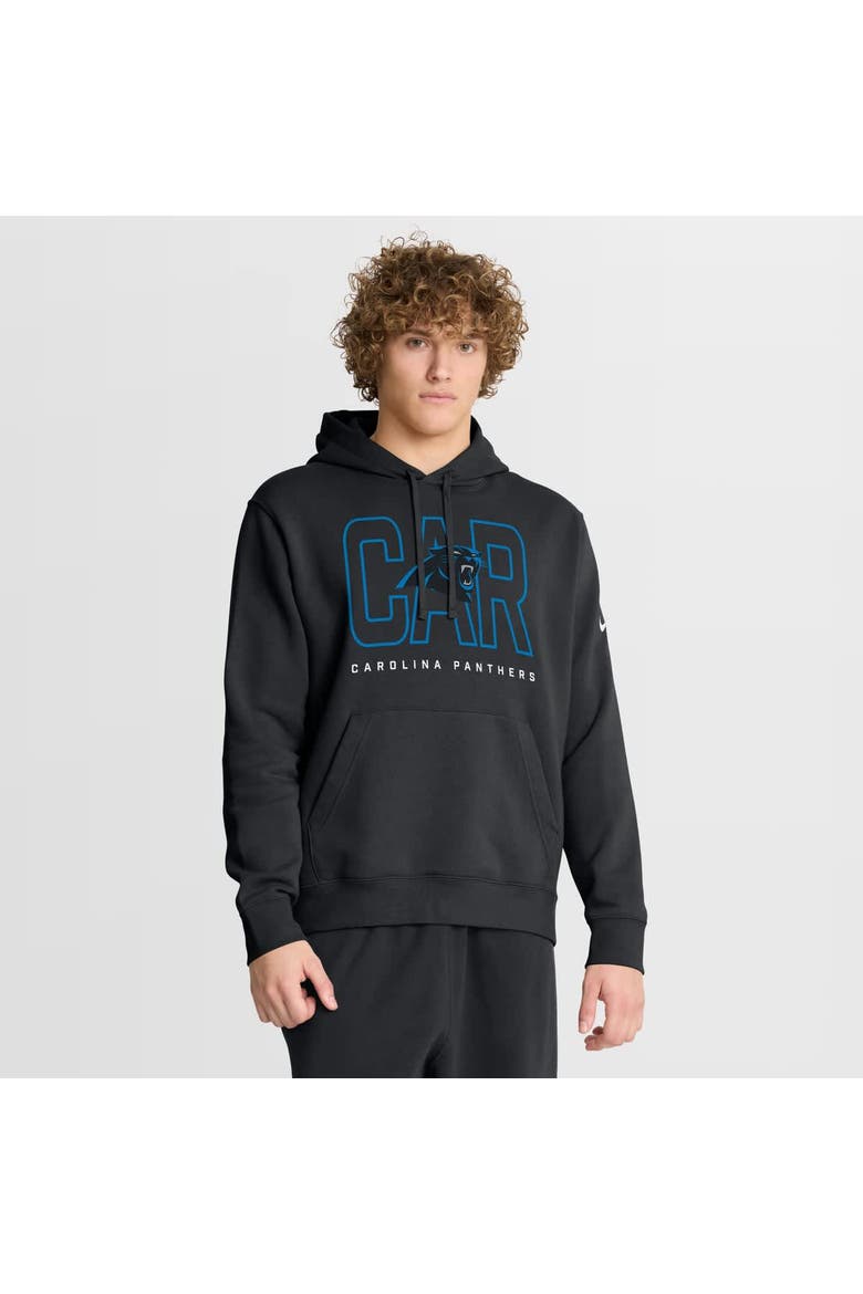 Men's Nike Black Carolina Panthers Busted Play Club Fleece Pullover Hoodie, Main, color, Black