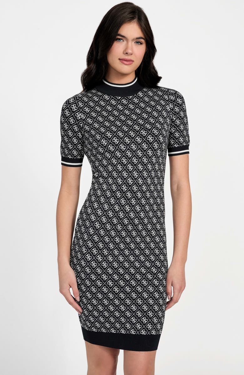 GUESS Lise Short Sleeve Logo Sweater Dress, Alternate, color, 