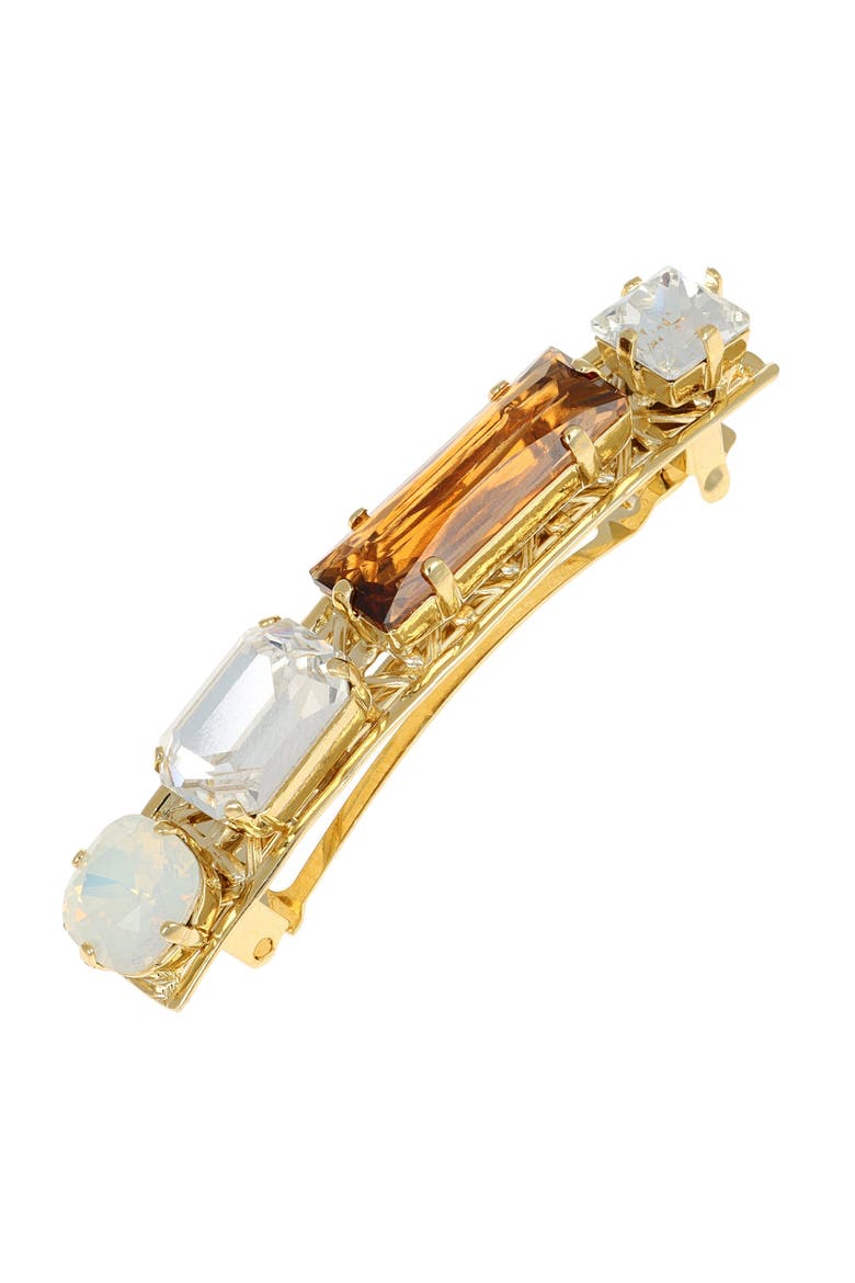 Caspio Crystal Barrette, Main, color, GOLD MULTI