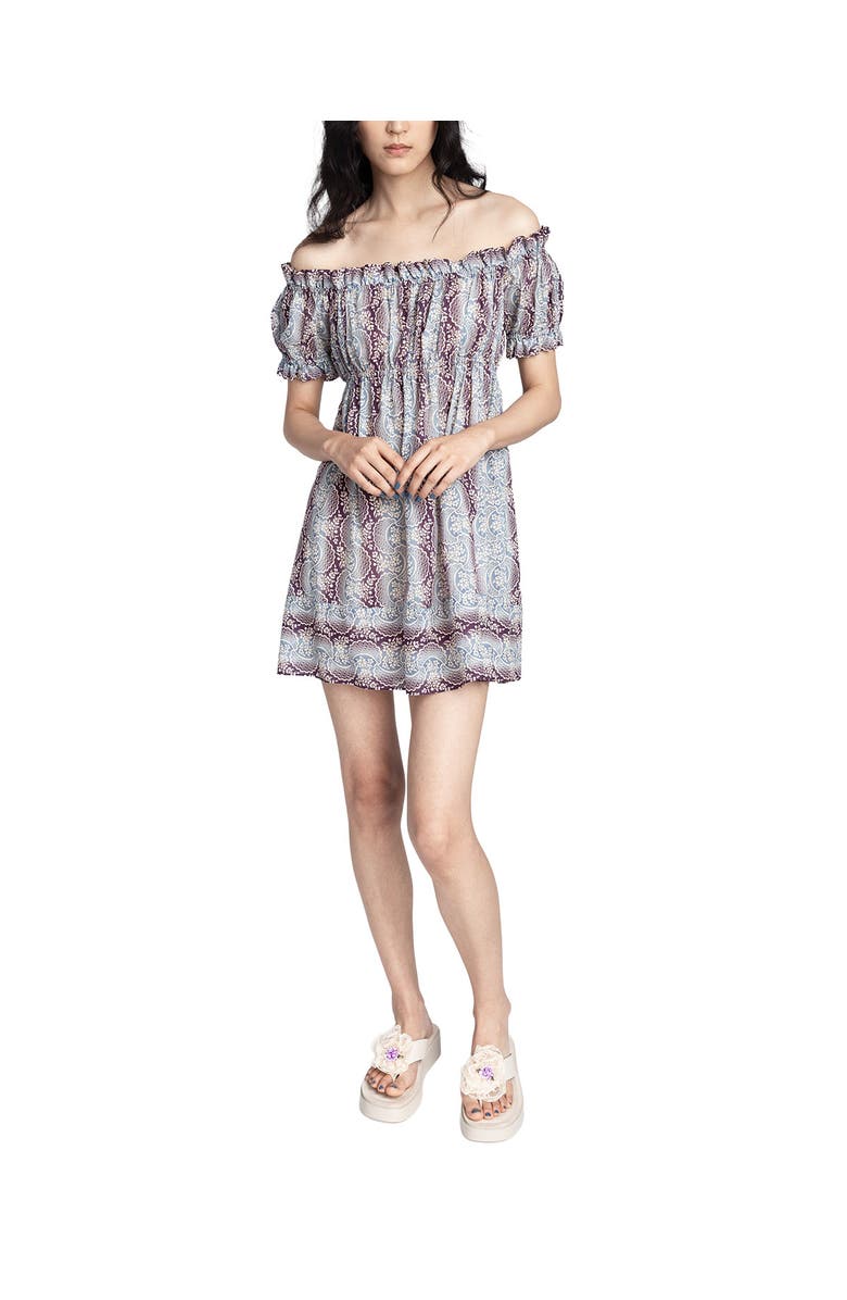 Anna Sui Ombre Ribbons Cotton Dress, Alternate, color, Amethyst Multi