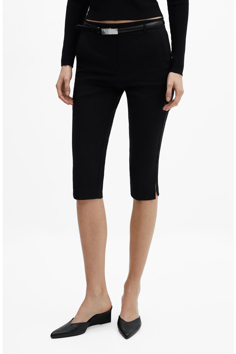 Piccola Belted Capri Pants, Main, color, BLACK