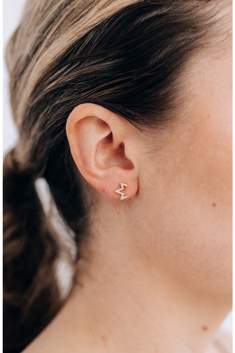 Diamond Zigzag Stud Earrings, Alternate, color, GOLD/ DIAMOND