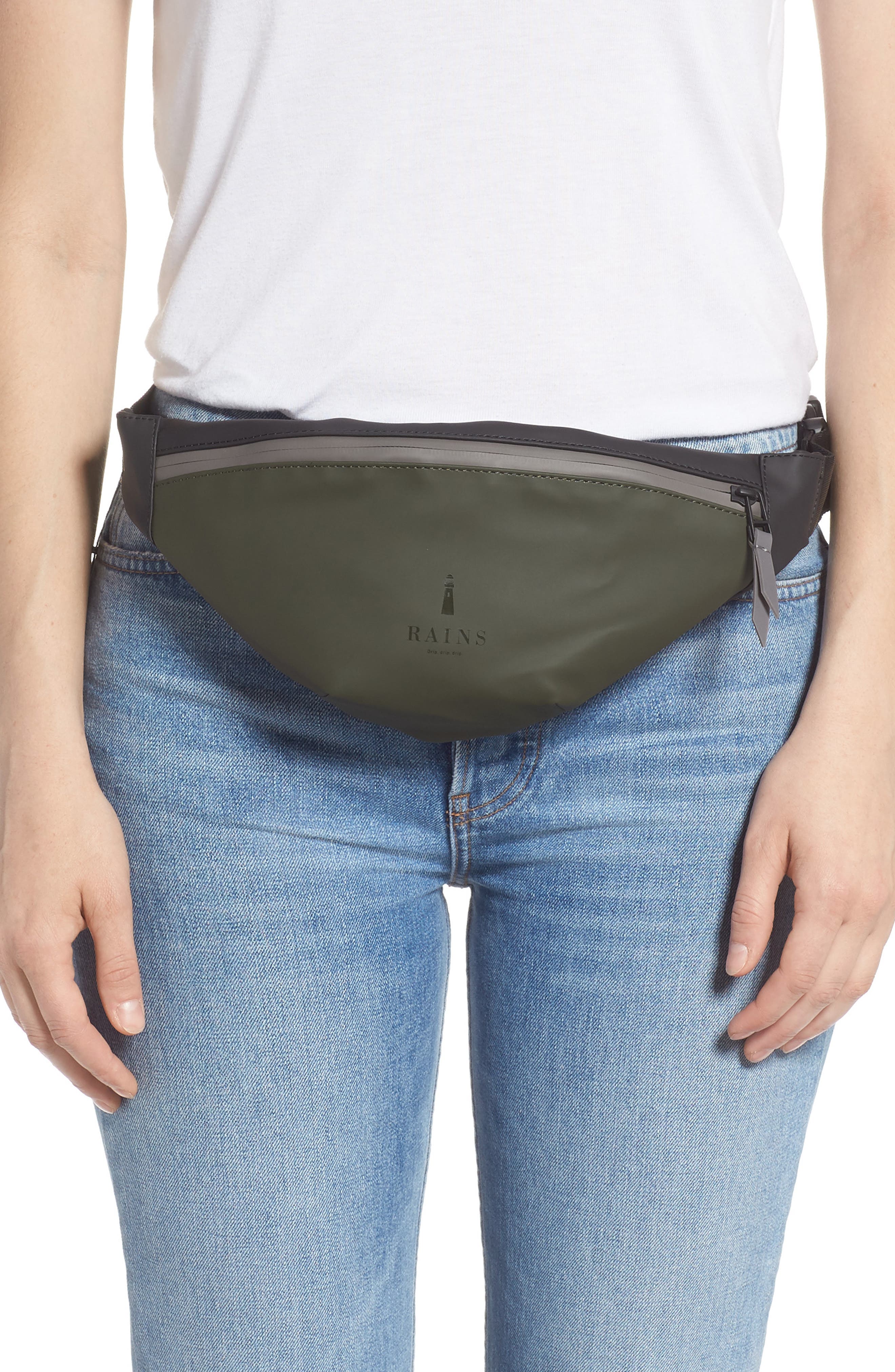Rains Waterproof Colorblock Belt Bag, Alternate, color, 