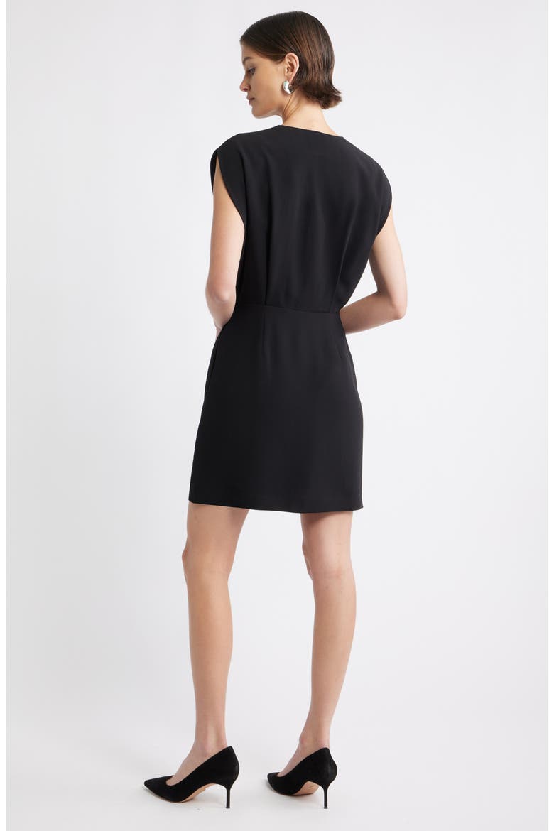 Pleated Asymmetric Wrap Front Minidress, Alternate, color, BLACK