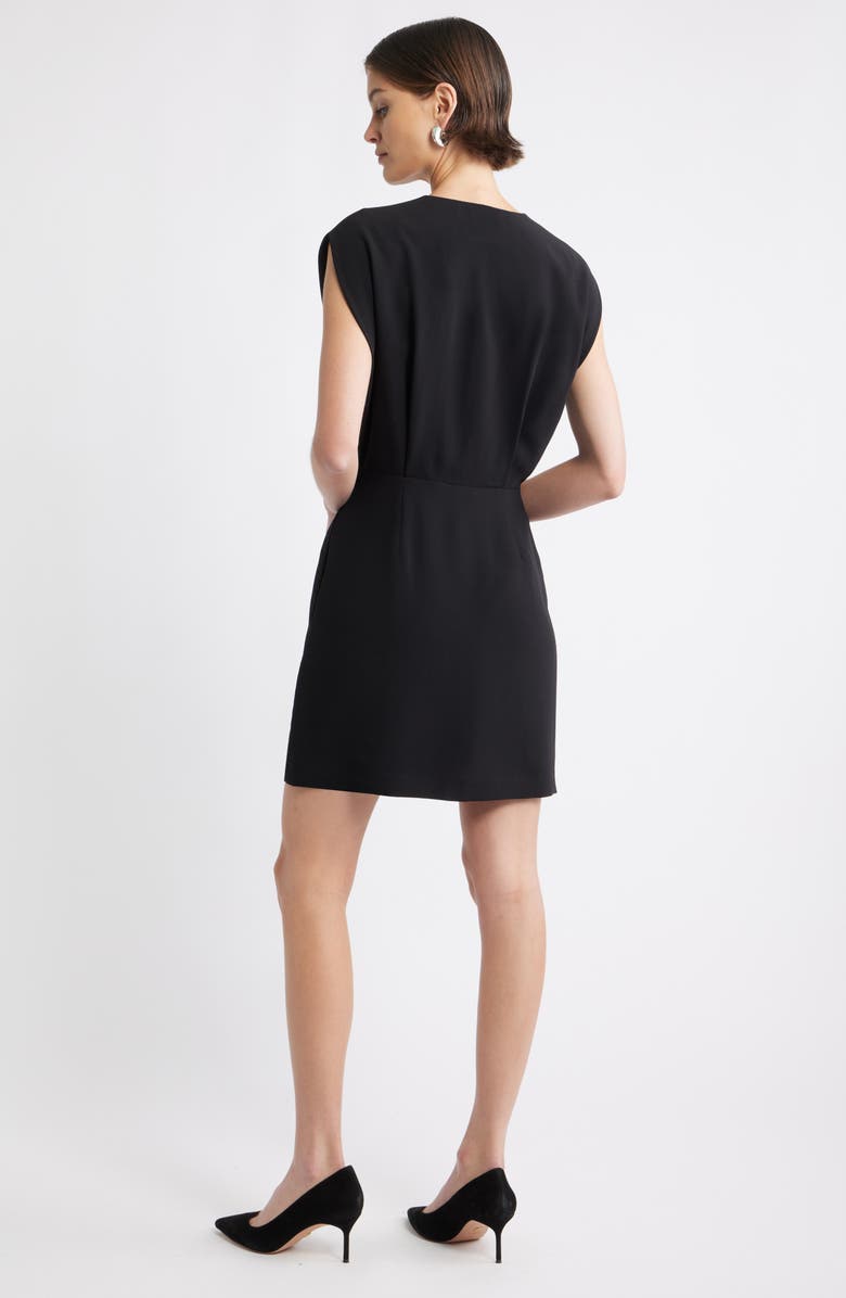 Nordstrom Pleated Asymmetric Wrap Front Minidress, Alternate, color, Black