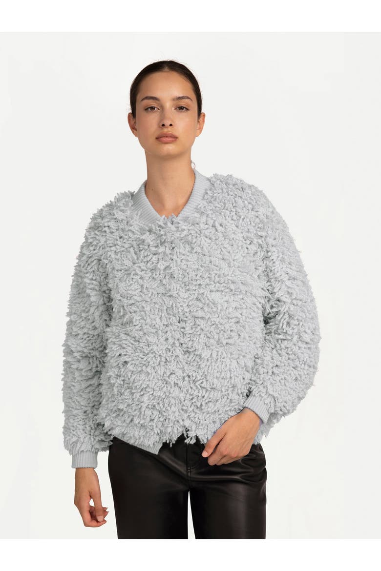 Loop-Stitch Cashmere Cardigan, Alternate, color, silver birch