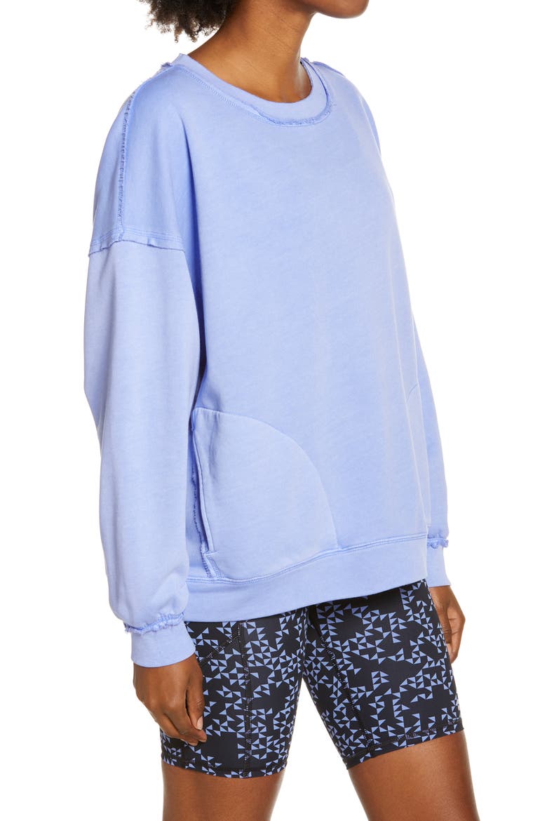 Free People FP Movement Metti Crewneck Sweatshirt, Alternate, color, CERULEAN DREAMS