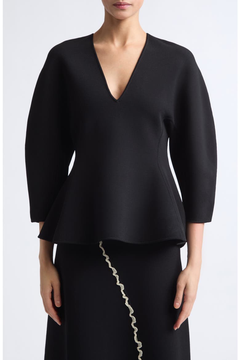 William V-Neck Knit Blouse, Main, color, BLACK