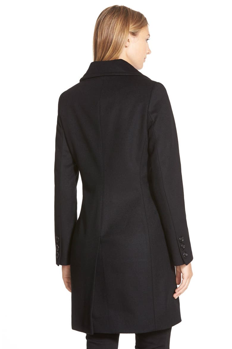 Single Breasted Wool Blend Coat, Alternate, color, BLACK